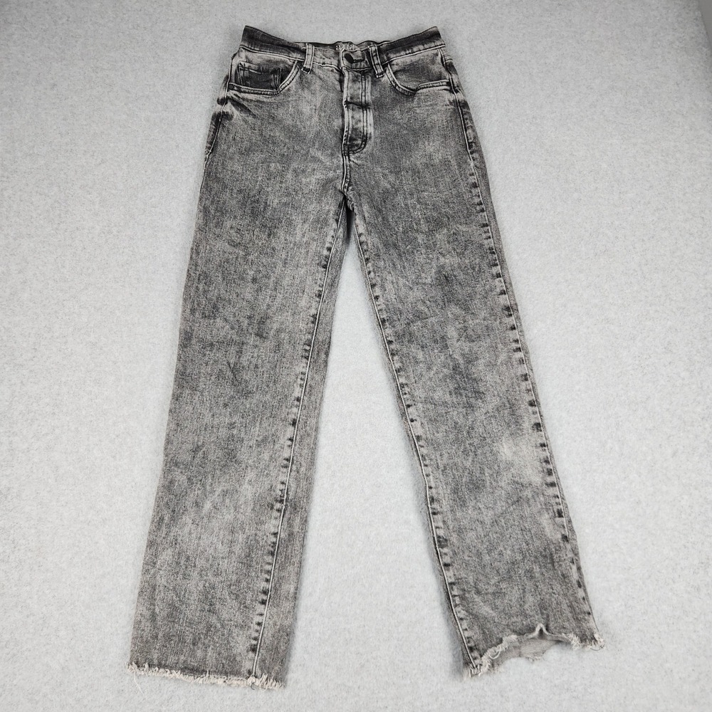 a.n.a Highest Rise Vintage Straight Jeans Womens 2 Gray Denim Raw Hem Button Fly